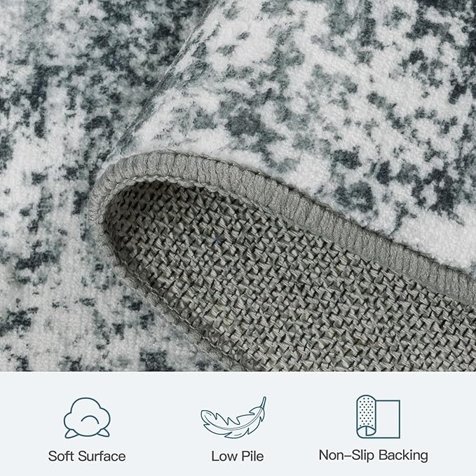 Lofus 5x7 Area Rug for Living Room, Grey Abstract Rugs with Non-Slip Backing, Neutral Modern Washable Carpet for Bedroom Dining Room Home Office Nursery Indoor