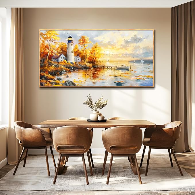 XIGUANGART Beach Sunset Wall Art Coastal Decor Birch Tree Seascape Canvas Prints Ocean Picture for Living Room Decor Landscape Painting Bedroom Large Wall Art Office Artwork Home Decorations 60"x30"