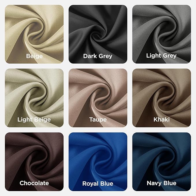 Joydeco Blackout Curtains 72 Inch Length 2 Panels Set, Thermal Insulated Long Curtains& Drapes 2 Burg, Room Darkening Grommet Drapes for Living Room Bedroom Window (W52 x L72 Inch, Khaki)
