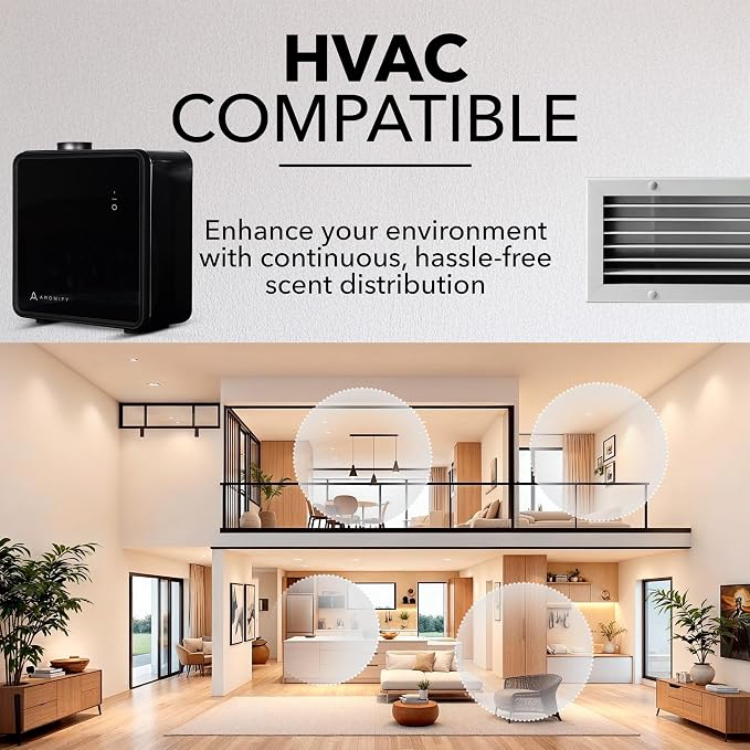 Nova Luxe HVAC Scent Diffuser, 2500 Sq Ft Coverage, Essential Oil Diffuser with Bluetooth & App Control, HVAC Compatible, Silent Operation, No Residue, Cold Air Diffuser for Home, Office, Spa