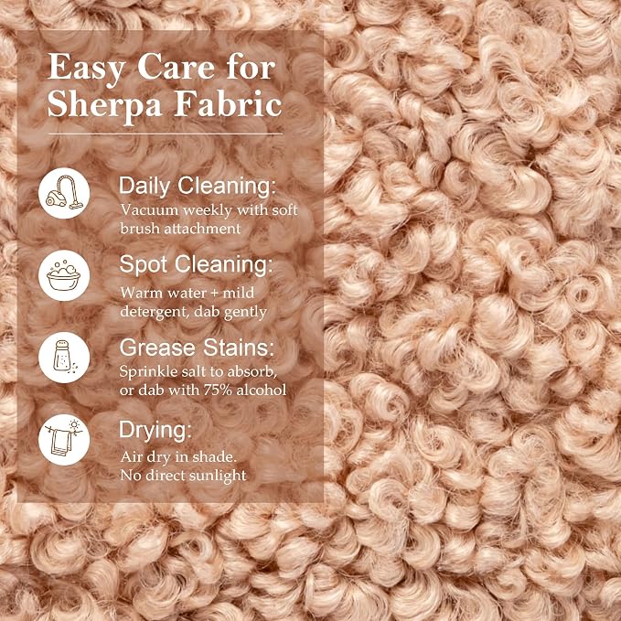 Zesthouse Square Pouf Ottoman Set of 2, Modern Backless Vanity Chair for Bedroom, Tan Fuzzy Foot Rest for Couch, Upholstered Tufted Footstool, Sherpa Fabric Ottoman Coffee Table for Living Room