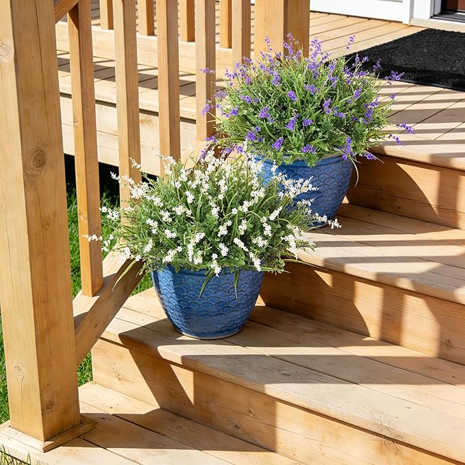 Hrobek Outdoor Faux Plants UV Resistant - 12 Bouquets Realistic Artificial Monkey Grass Greenery for Patio Garden Front Porch Decor Weatherproof Fake Plants for Outside