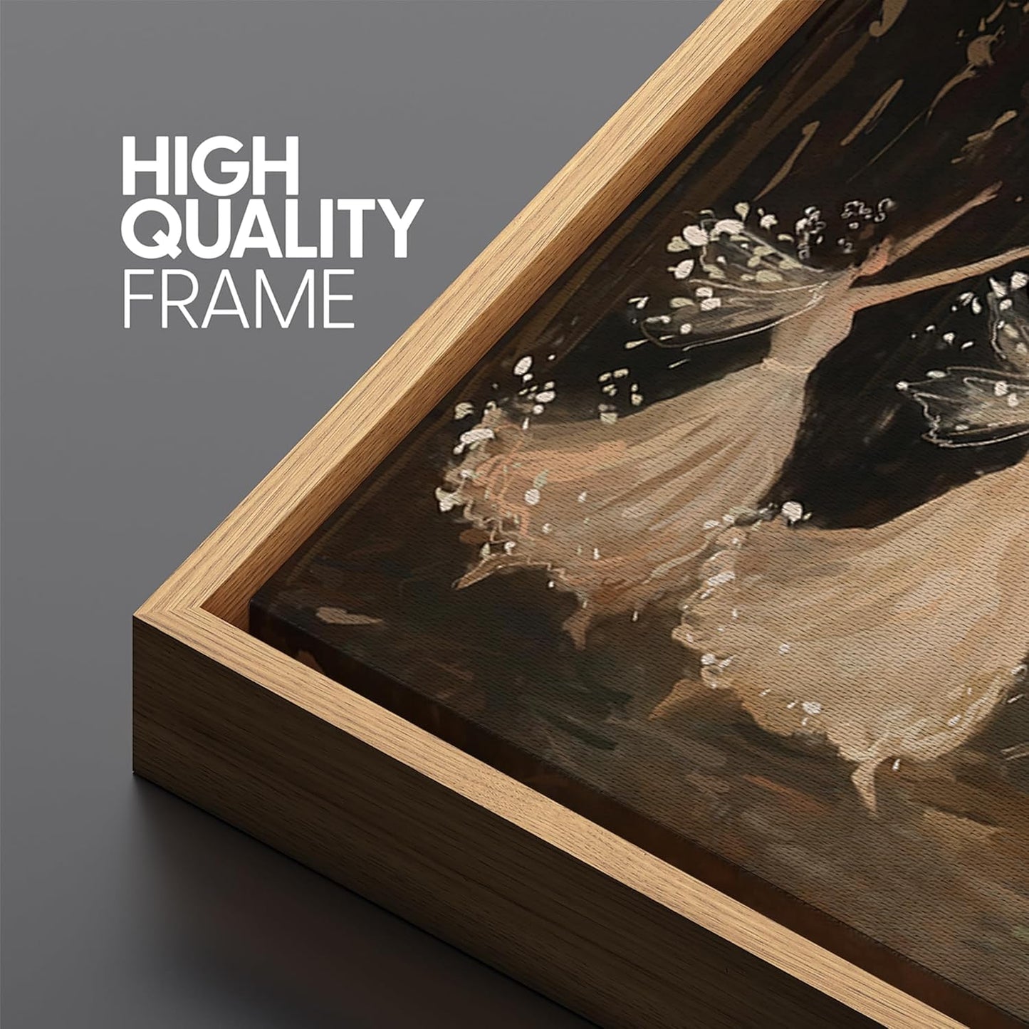 MUDECOR Extra Large Framed Canvas Print Wall Art Ballet Dancers in Motion Romantic Impressionist Dance Scene Illustrations Decorative Colorful Multicolor for Bedroom - 60"x30"