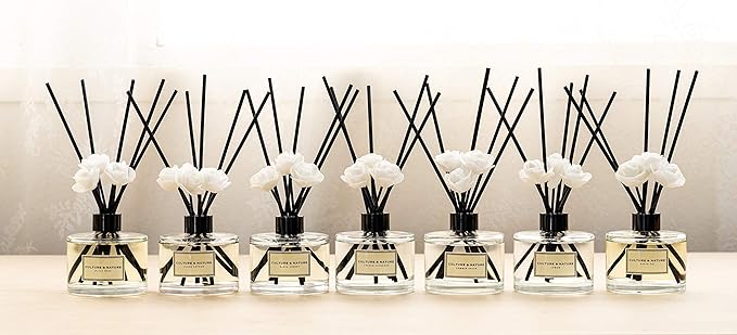 CULTURE & NATURE Reed Diffuser Set 6.7oz (200ml) Flower Market Scented Diffuser with Sticks Home Fragrance Reed Diffuser for Bathroom Shelf Decor