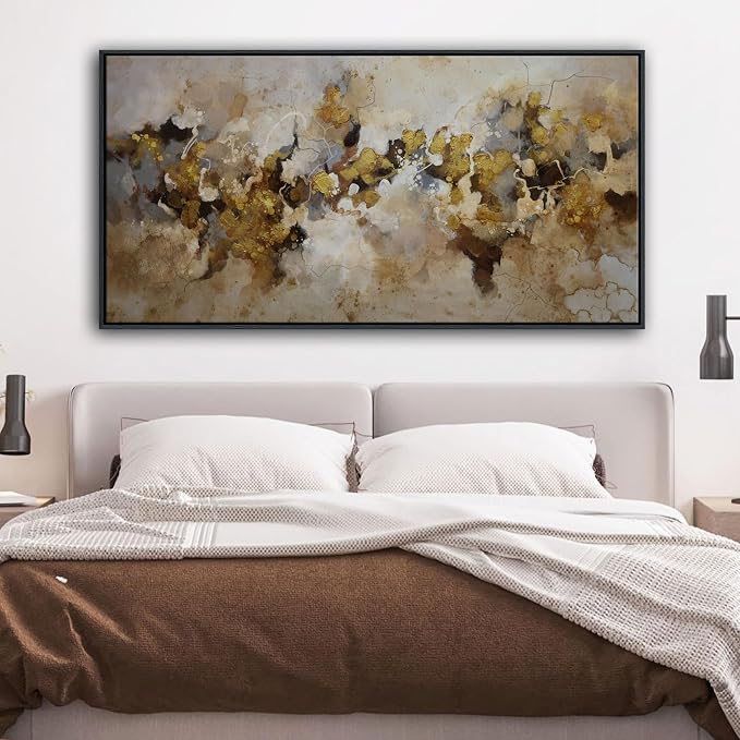 YDYSUNE YDSUNE Large Abstract Wall Art - Modern Minimalist Decor Brown Yellow Canvas Picture,Texture Artwork Minimalist Painting for Living Room Decoration 24×48 Inches