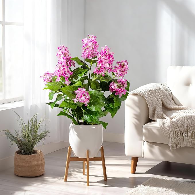 2 Pack Large Artificial Hydrangea Plants Fake Plastic plantas Flowers Trees UV Resistant Indoor Outdoor Realistic Floor Plants Faux Tree for Home Porch Garden Office Porch Patio Front Bonsai Decor