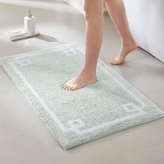 Madison Park Evan 100% Cotton Bathroom Rug Non Slip Backing-Luxrurious Tufted Plush Bath Mat Absorbent, Quick Dry, Spa Design Shower Room Décor, 24x40, Seafoam