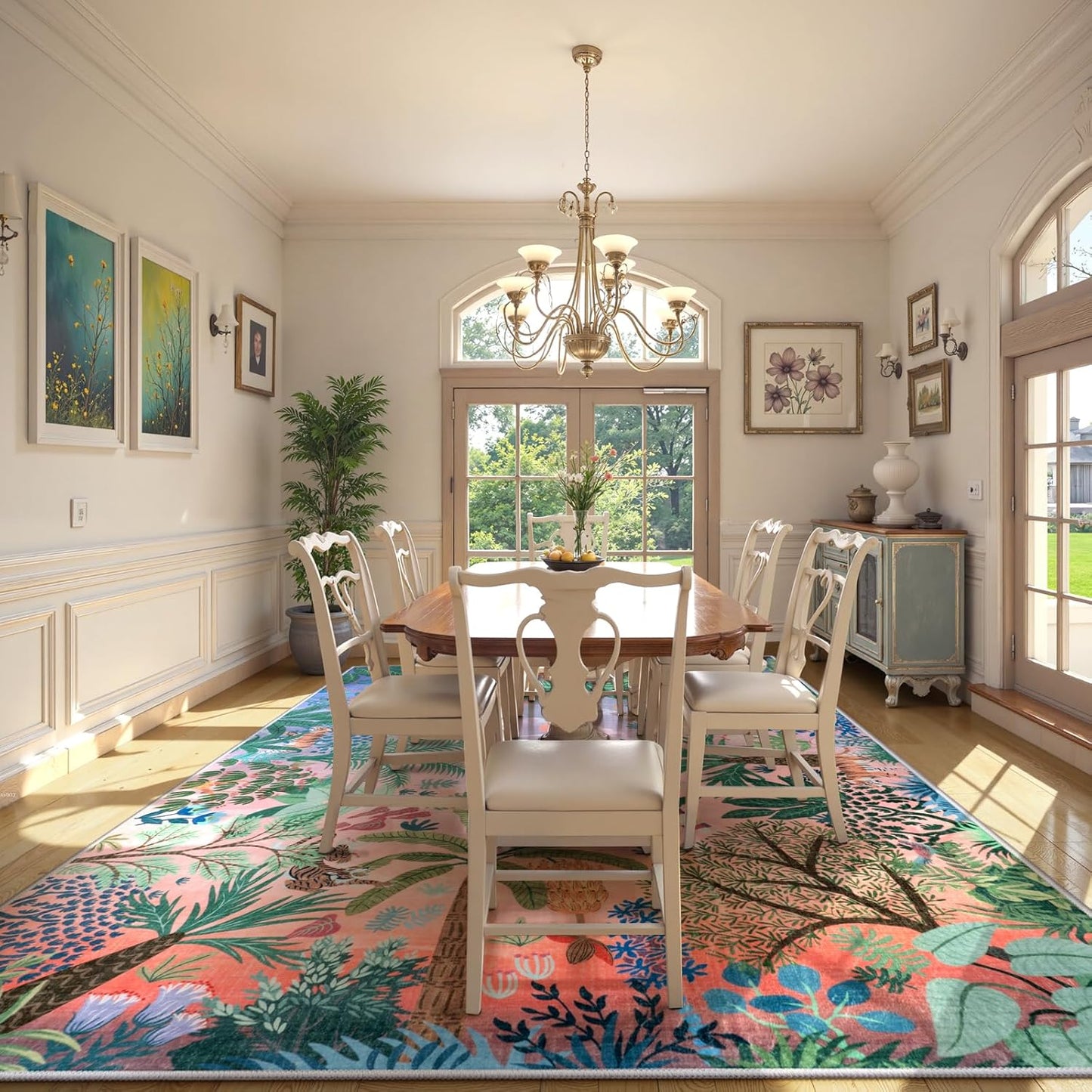 LIVEBOX Jungle Rug 9 x 12 Rug Purple Room Rugs for Bedroom, Soft Washable Area Rugs 9x12 Living Room, Modern Stain Resistant Floor Carpet Play Rugs for Kids Playroom Dining