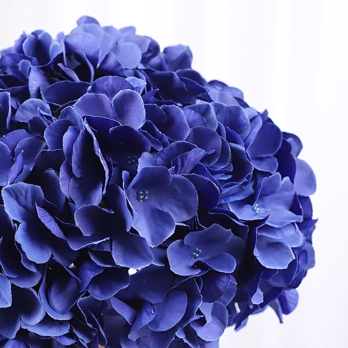 AVIVIHO 65pcs Fake Flowers Navy Blue Hydrangea Artificial Flowers Bulk (Not Squished, No Steaming Need) Silk Flowers with Stems for Wedding Decor,Home,Baby Shower,Table Centerpieces Decoration