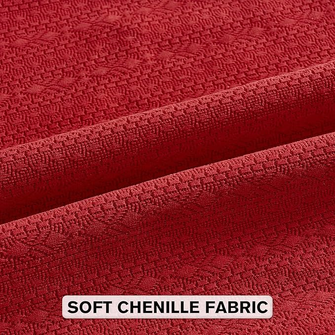 FUTEI Red Chenille Throw Pillow Covers 18x18 Inch Set of 2,Soft Striped & Diamond Textured Cushion Cases,Modern Home Decor for Couch Living Room