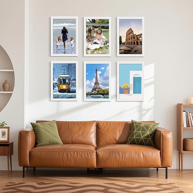 Picrit 12x18 Poster Frame Set of 12, Display 11 x 17 with Mat or 12 x 18 without Mat, Photo Frames for Wall Mounting Display, White