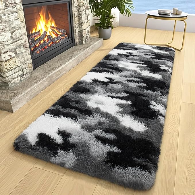 AROGAN Washable 2x6 Runner Rug for Hallway, Long Runner Rugs wtih Soft Memory Foam for Bedroom, Non Slip Backing Carpet, Bedside, Entryway Home, Camouflage Black and White