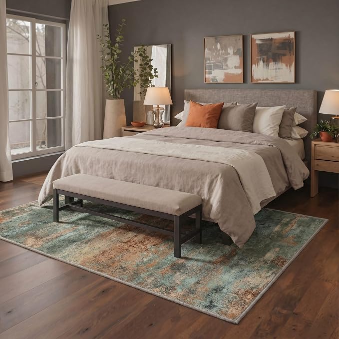 BEIMO Area Rugs 9x12 for Living Room Bedroom, Modern Abstract Machine Washable Rug, Large Soft Low Pile Floor Carpet with Non Slip Backing for Dining Room, Dusty Sage Green