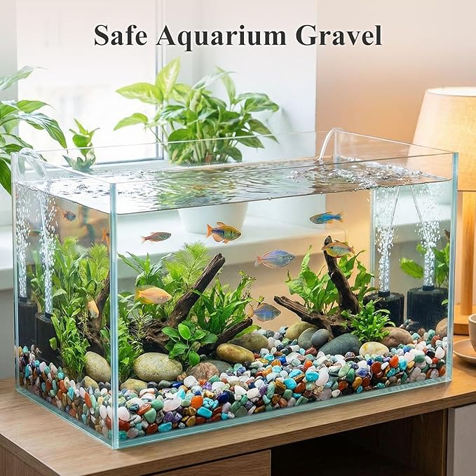 JOHOUSE Quartz Crystals, Crushed Chips Tumbled Polished Stone Beads Irregular Shaped Succulent Rocks for Plants Indoor Betta Fish Tank Gravel Vase Filler Crafts About 1lb(450g),10 Different Kinds