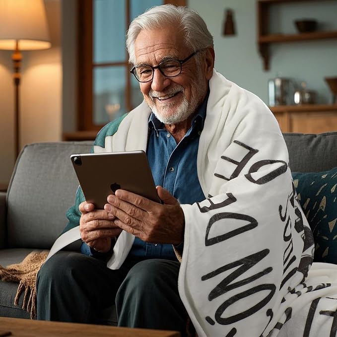 Abuelo Gifts Throw Blanket in Spanish, Funny Saying Cute Print Soft Cozy Beige Flannel Blanket 50x60, Grandpa Gifts from Grandkids, Home Decor for Bed Sofa