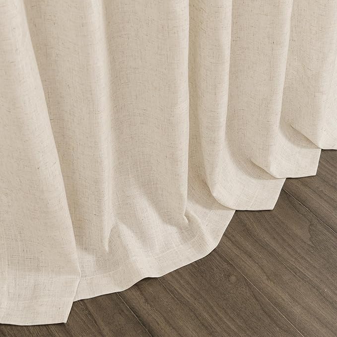 Cream Beige Linen Curtains for Living Room 105 Inches Long Light Filtering Semi Sheer Curtain Back Tab Modern Farmhouse Decor Elegant Luxury Coastal Drapes for Bedroom Dinner Room 52x105, 2 Panels