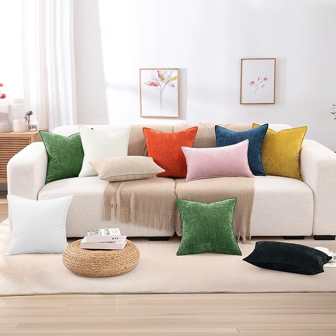 decorUhome Summer Couch Throw Pillow Covers 18x18 Set of 2, Decorative Soft Velvet Modern Cozy Chenille Pillow Cases with Elegant Design for Sofa Bed Living Room Home Decor, Ultimate Gray