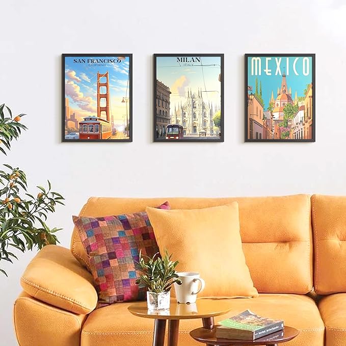 upsimples 11x14 Picture Frame Black 3 Pack, Scratch-Proof Poster Frames 11 x 14 for Photo Gallery - Slide-In Strips, Horizontal or Vertical Wall Mounting