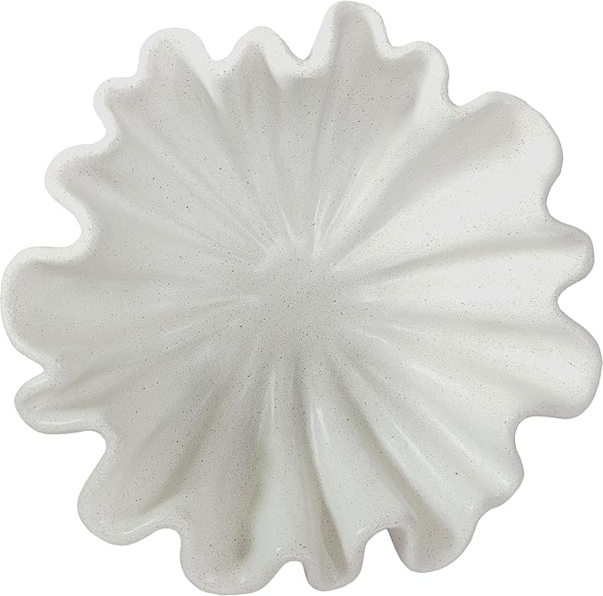 10" Large Handmade Decorative Bowl decor, Handicraft Scalloped Bowls for Modern Home Decor,Ruffle Decor,Key Bowl for Entry Table,Decorative Fruit Bowl for Kitchen Counter,Light Gray