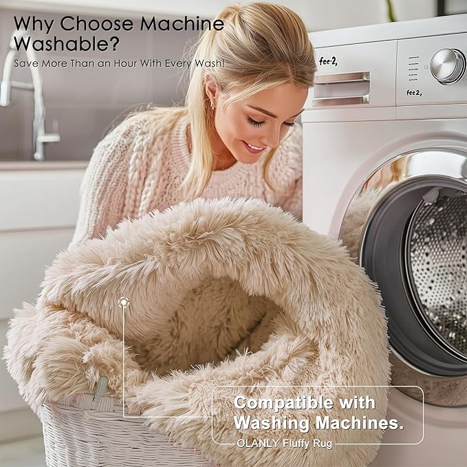 OLANLY 6x11 Machine Washable Large Area Rugs for Living Room, Bedroom, Soft Fluffy Shaggy Bedside Rug, Indoor Floor Carpet for Kids Girls and Boys, Dorms, Nursery, Home Decor Aesthetic, Beige