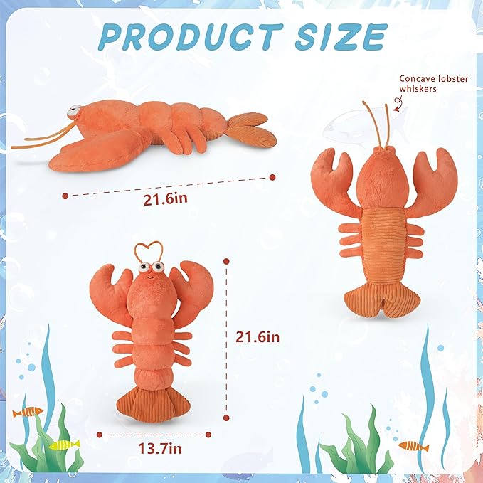 Niuniu Daddy 23" | 3.3 Pound Lobster Weighted Stuffed Animals for Kids Adults, Large Lobster Weighted Plush Toys Animal Calming for Sleeping, Cute Body Pillow for Presents Birthday Christmas Holiday
