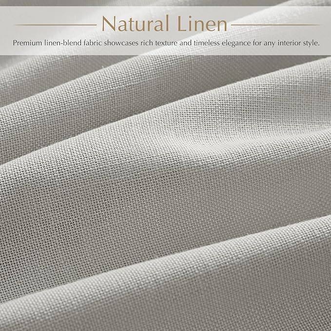 Grey Linen Pinch Pleated Curtains 96 inches Long 2 Panels for Living Room Patio Door Light Filtering Triple Pleat Curtain 96 Length Memory Trained FarmhouseNeutral Light Gray Flax Linen Drapes 8 ft
