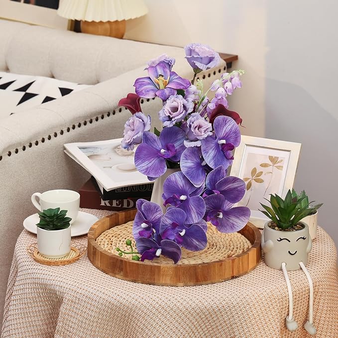 CEWOR Artificial Flowers Fake Flowers for Vase Silk Faux Flowers for Wedding Bouquets Flower Arrangements Floral Table Centerpieces Home Kitchen Garden Party Décor (Purple)