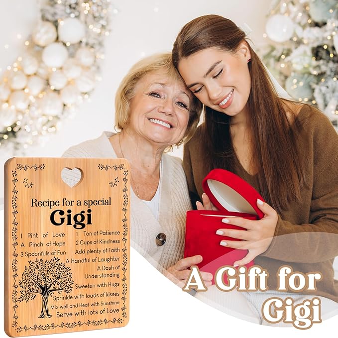 Gigi Gifts - "Recipe for a Special Gigi" Gigi Gifts for Grandma Cutting Board Set, Bamboo-Made Engraved Utensil Set Gifts for Gigi Cutting Board, Mothers Day Gifts for Gigi.