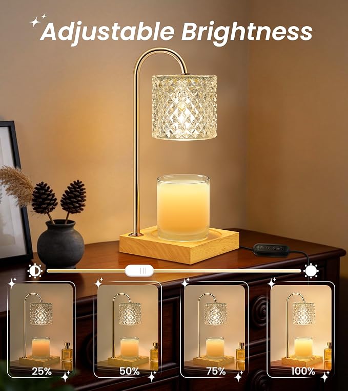 TigQiang Candle Warmer Lamp with Timer Dimmer, Birthday Gifts for Women Mom, House Warming Gifts, Elegant New Home Decor, Wax Warmer for Jar Candles, Heater Lamp for Scented Wax, Clear Glass