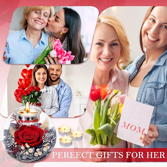 Mothers Day Rose Gifts for Mom Birthday Gift for Women Preserved Rose in Glass with 2 Fragrances Eternal Purple Roses Forever Flowers for Delivery Mothers Day Flower Gifts for Mom Grandma Wife Sister