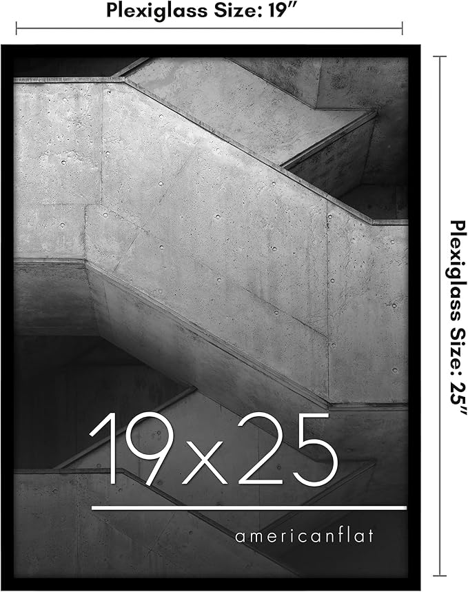 Americanflat 19x25 Poster Frame with Polished Plexiglass - Streamline Collection - Thin Border Picture Frame for Wall Display - Hanging Hardware Included - Black