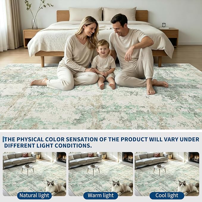 GarveeHome 6x9 Abstract Area Rug, Washable Soft Low Pile Non Slip Accent Rug for Living Room, Bedroom, Dining Room, Modern Neutral Indoor Carpet