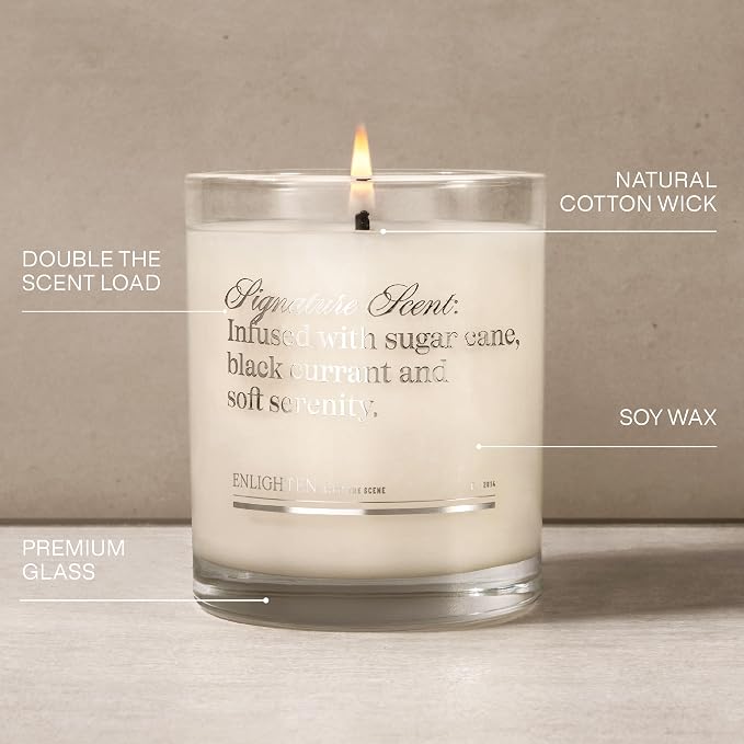Enlighten Signature Scent Candle | Luxurious Sugar Cane, Lime & Black Currant Scent | Double Scent Load for Enhanced Aroma | Eco-Friendly, Hand-Poured Soy Wax | 12oz Glass Tumbler | Made in USA