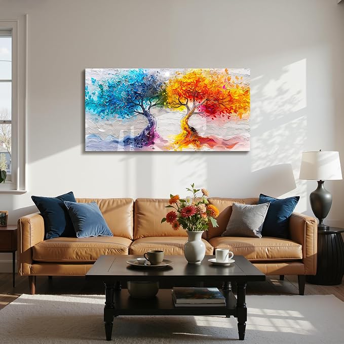 imjiayu Tree of Life Wall Art, Large Wall Decor, Nature Wall Art, Modern Abstract Landscape Art Prints, Fire and Ice Tree Picture, Unique Canvas Paintings for Living Room Bedroom Game Room 20"x40"