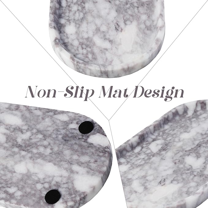 Koville Real Luxurious Marble Vanity Tray, 12"x6" Calacatta Viola Marble Catchall Tray for Bathroom, Natural Stone Perfume Trays Jewelry Dish for Dresser, Genuine Stone Storage Tray for Home Decor