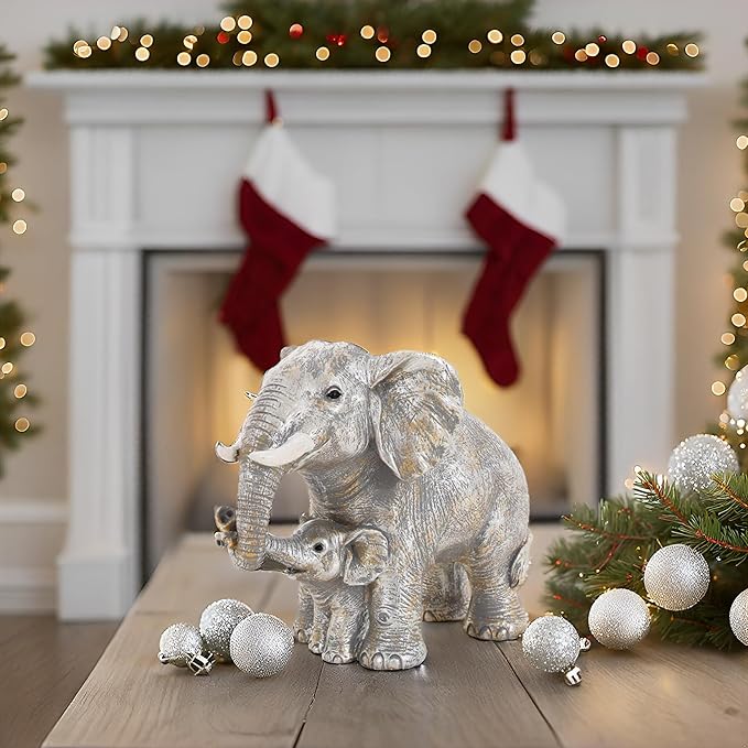 Good Luck Decorations Elephant Gifts for Women,Unique Figurines Decor for The Home, Room,Bathroom,Bedroom,Classroom Shelf Décor (Silver)