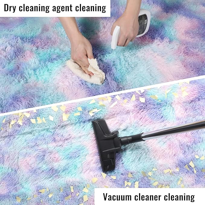PAGISOFE Adorable Rainbow Runner Rugs for Girls Bedroom Hallway Plush Fluffy Purple Rug 2x6 Ft, Soft Carpet for Kids Room, Non-Slip Indoor Mermaid Rugs for Nursery Kids Girls Room Home Decor Sturdy