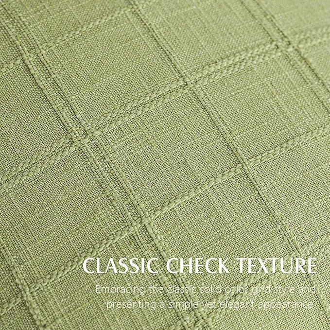 Foindtower Set of 2 Decorative Linen Check Throw Pillow Covers Neutral Farmhouse Vintage Cushion Covers Modern Boho Accent Home Decor for Sofa Chair Couch Bedroom Living Room,24×24 Inch,Light Green