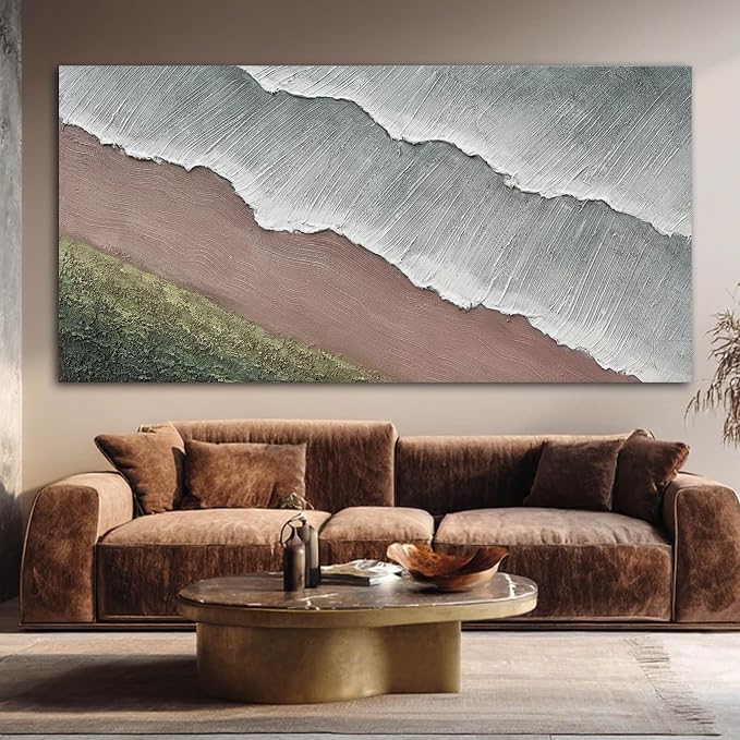 SHEYOYE Large Abstract Green Canvas Wall Art and White Home Decor Beach Wall Art | Dining Room Wall Decor for Living Room, Bedroom & Office 29" x 58"