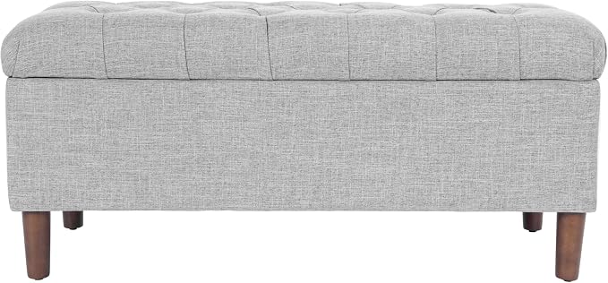 HomePop 40" Ainsley Button Tufted Storage Bench - Gray Woven