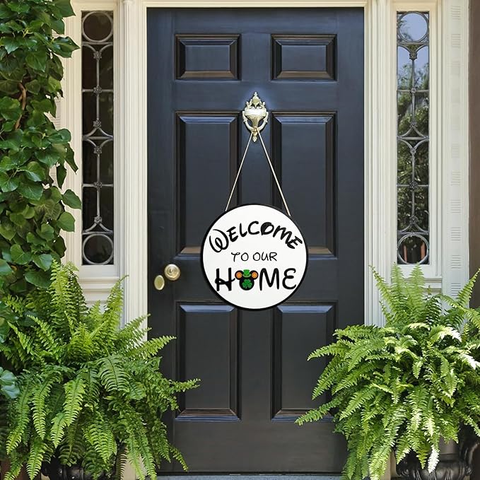 SUPYFD 19Pcs Cute Mouse Interchangeable Seasonal Welcome Door Sign for Front Door Decor, Welcome to Our Home Sign with Interchangeable Holiday Pieces for Farmhouse/Wall/Porch Decor and Housewarming