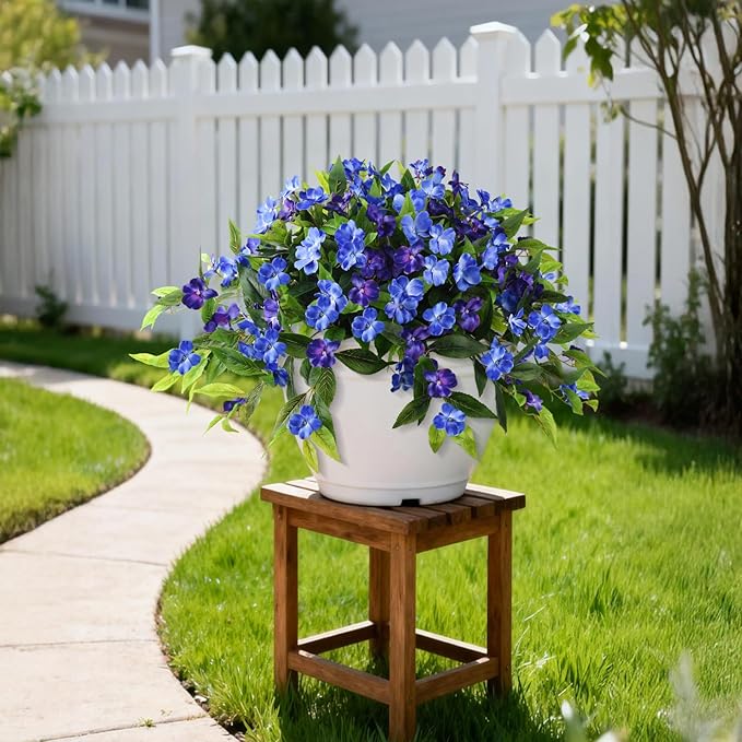 Hommyea Artificial Flowers for Outdoor, 2 Bundles UV Resistant Fake Plants Decoration Realistic Faux Silk Flowers No Fade Plastic Flowers for Outside Planters Home Porch Patio Yard Garden Decor
