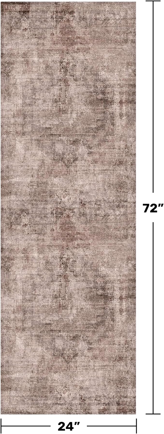 Hazo Haus Terracotta 2x6 Hallway Runner Rug, Non-Slip & Machine Washable Red Brown Rugs for Kitchen, Bathroom, Entrance Indoor, Low Pile & Soft Stain Resistant Farmhouse Decor