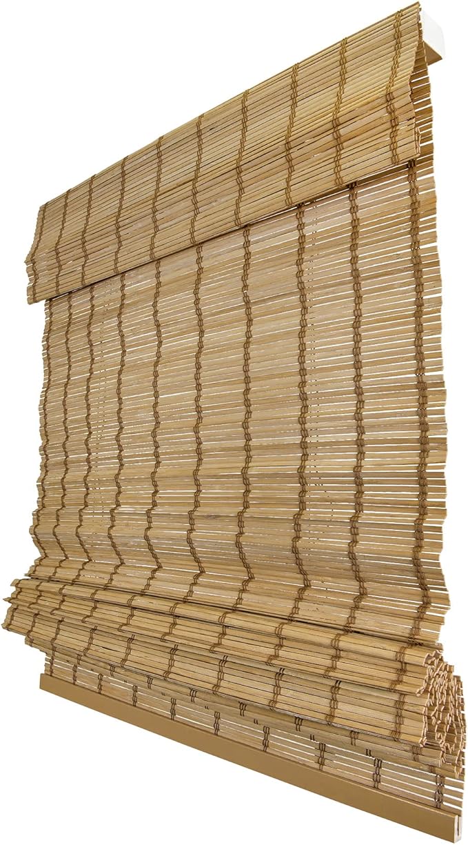 CHICOLOGY Bamboo Roman Shade, Cordless Light Filtering Woven Wood Window Treatment for Living Room, Dining Room, Kitchen & Office, Natural Bamboo Blinds for Boho Coastal Decor, Deer, 23" W x 64" H