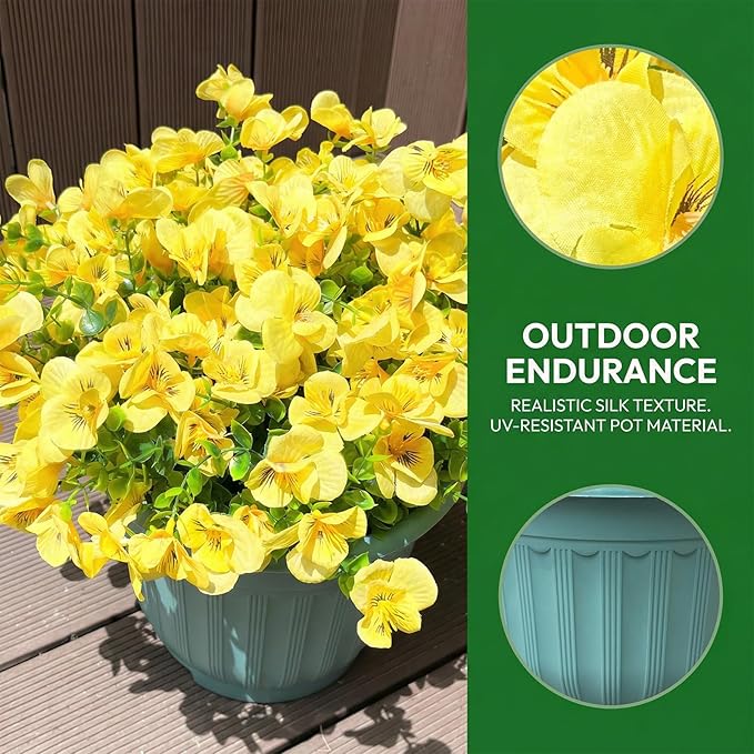 trytuny Artificial Flowers for Outdoor, Realistic Faux Plants for Outside Indoor Porch Patio Window Box Planter Home Decor (12pcs -Yellow)