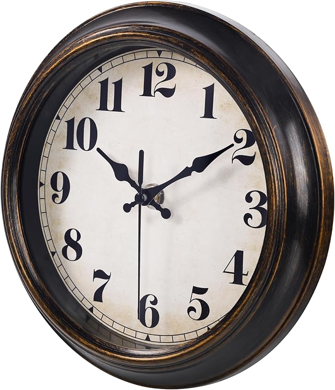 Yoiolclc Vintage Wall Clock 8 Inch Retro Silent Small Wall Clocks Battery Operated for Kitchen Bathroom Bedroom Home Decor (Bronze)