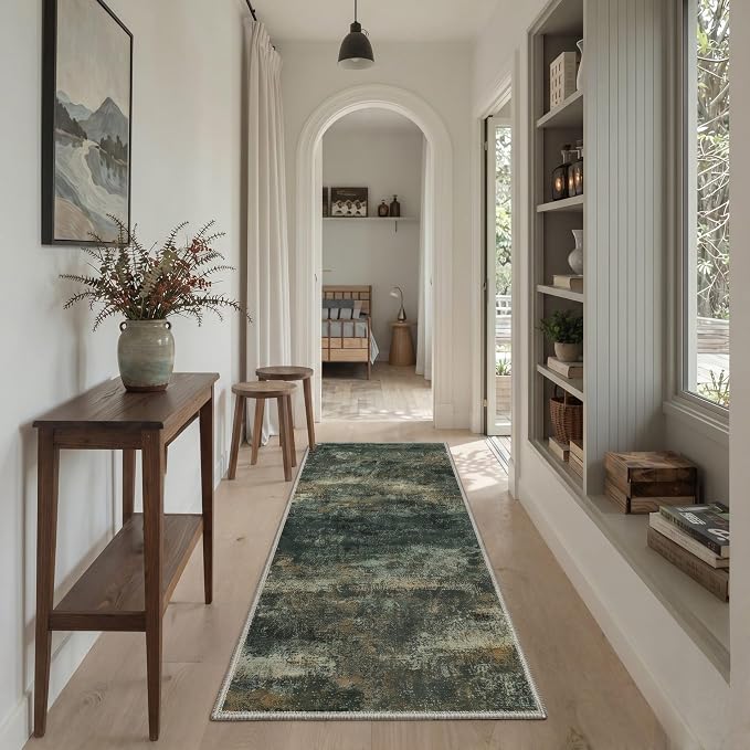 BEIMO Area Rugs 5x7 for Living Room Bedroom, Modern Abstract Machine Washable Rug, Large Soft Low Pile Floor Carpet with Non Slip Backing for Dining Room, Smoky Sage Green