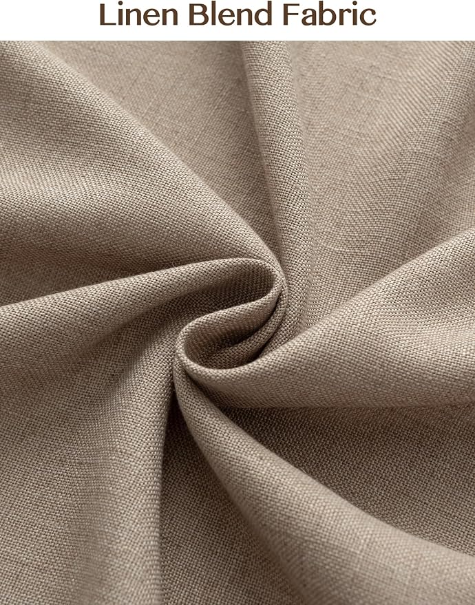 Liz Pinch Pleated Linen Curtains Light Filtering Curtains for Living Room, Farmhouse Window Curtains for Bedroom, Modern Drapes with Hooks and Rings, 102 Inches Long, Taupe Grey, 2 Panels Set