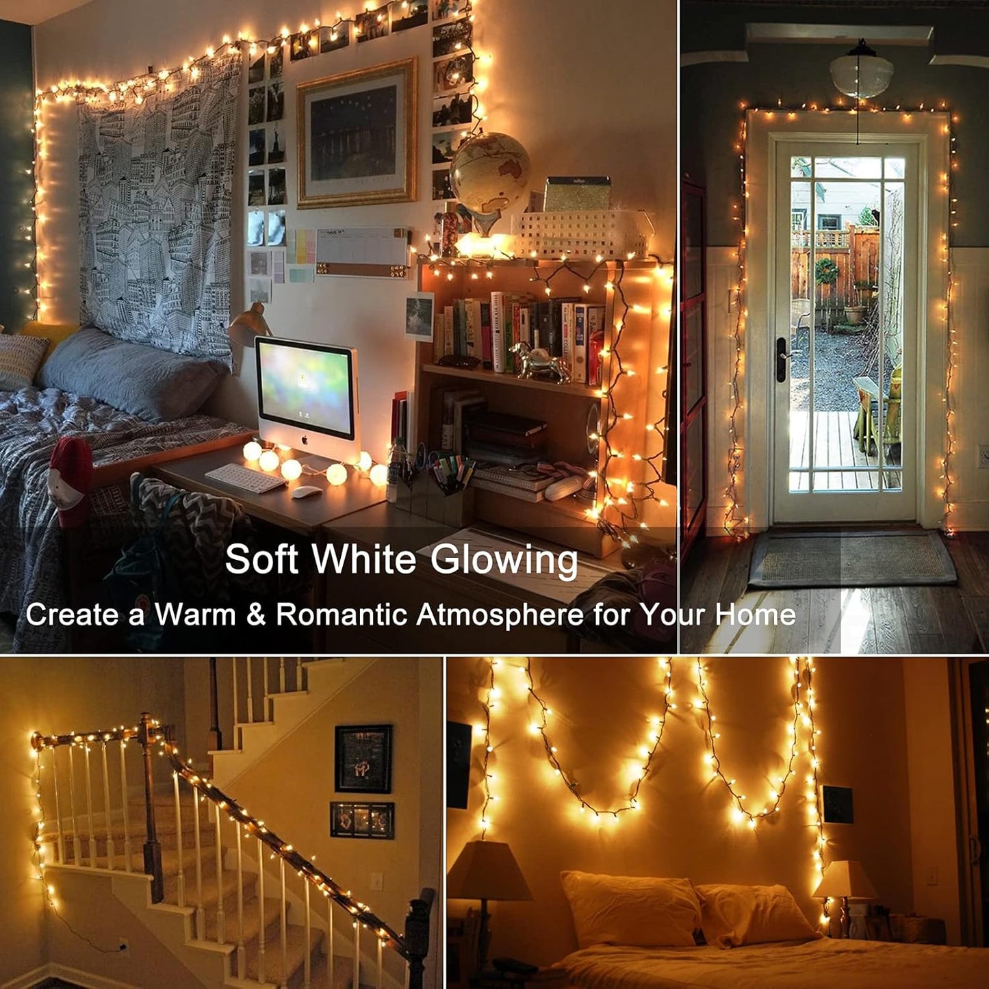 ODEETRONIC Clear Christmas Lights String, 21.63ft 100 Count Incandescent Brown Wire String Lights, UL Certified Outdoor Christmas Light, Connectable Indoor Tree Lights for Wedding Party, Warm White