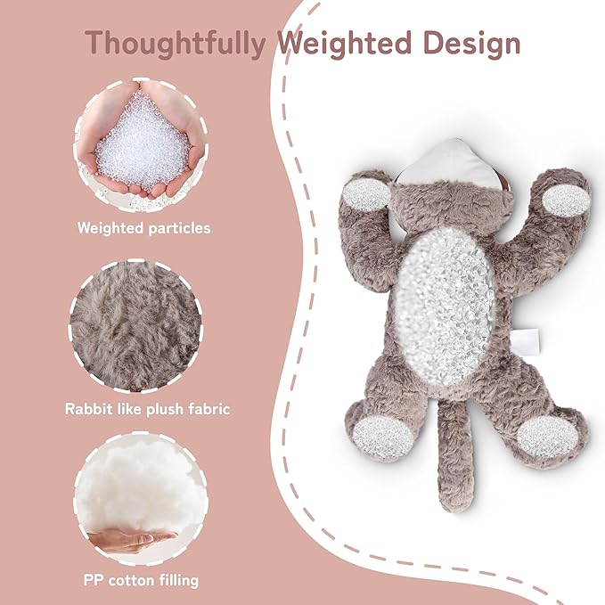 Niuniu Daddy Raccoon Weighted Stuffed Animals for Kids & Adults, 20" | 3.3lb Large Weighted Plushies Pillow for Sleeping and Calming, Cute Lying Plush Toy Huggable Gift for Everyday Comfort